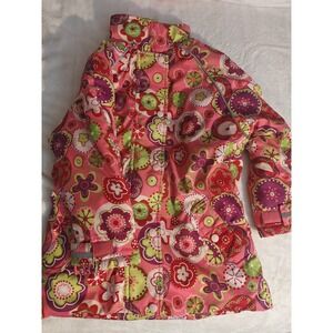Hanna Andersson Pink Floral Winter Jacket Sz 120 US 6-7 Water Resistant Coat